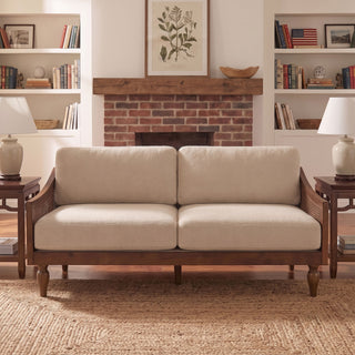 3 Seater Sofa With Rattan Armrests