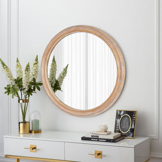 Round Wall Mirror With Ribbed Frame