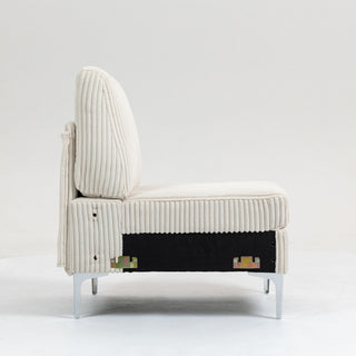Single Couch Modular Armless Accent Chair With Back Cushion
