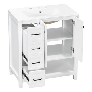 Bathroom Vanity With Sink Top, Bathroom Vanity Cabinet With 2 Doors And 2 Drawers, Open Shelf