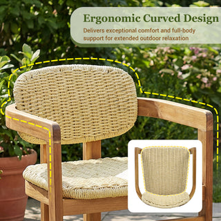 Outdoor Accent Armchairs For Patio (Set of 2) - Natural / Teak