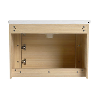 Wall Mounted Bathroom Vanity & Sink, Storage Shelves & Soft Close Door