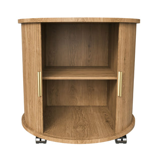Cylinder Nightstand With Charging Station & Sliding Door