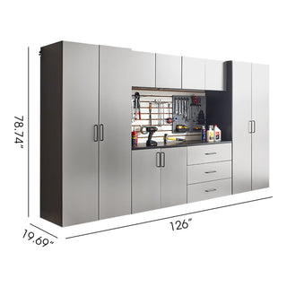 Astro Series - Garage Cabinet Set A With Soft Closing Drawers - Metallic Gray