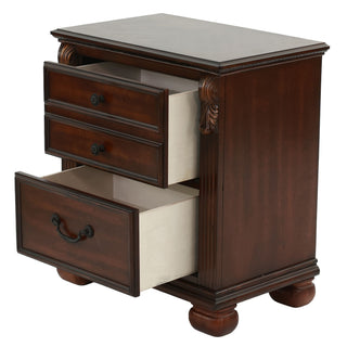 3 Piece Bedroom Set, Elegant Panel Bed With 2 Nightstands