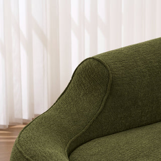 Compression Curved Chaise Longue Chair Indoor Loveseat Sofa Bed With Deep Seat And Pillow - Green