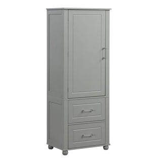 Tall Freestanding Bathroom Storage Cabinet With 2 Drawers And Adjustable Shelf
