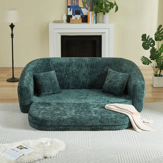Curved Convertible Sofa, 2 In 1 Fold Out Bed With Pull Out Base And Deep Seat