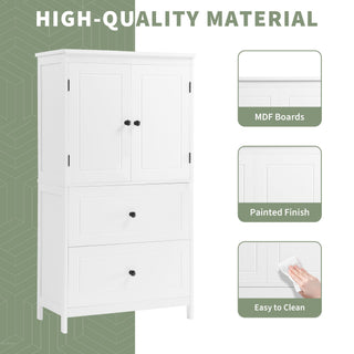 Bathroom Storage Cabinet With 2 Doors And Drawers, Adjustable Shelf