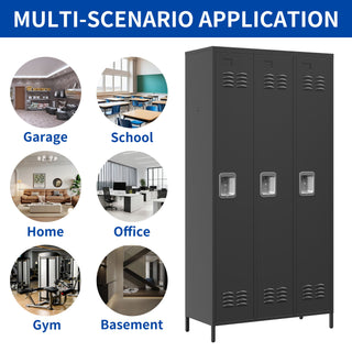 Storage Locker Cabinet With Locks For Employees, Home Gym Office School Garage - Black