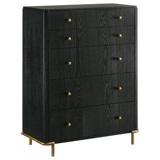 Anser - 5 Drawer Chest, Bedroom Storage Furniture - Black