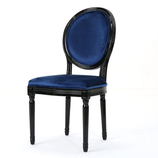 French Country Inspired Dining Chair With Iconic Round Backrest - Navy Blue