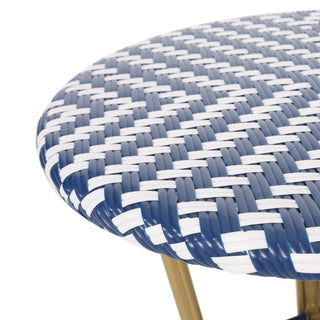 French Bistro Table Outdoor Elegance - White / Blue