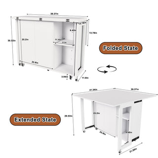 3 In 1 Foldable Side Table With 4 Storage Shelves