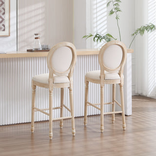 French Country Bar Chairs & Round Back (Set of 2)