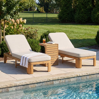 Outdoor Chaise Lounge Set With Side Table, 5 Position Adjustable Patio Recliner