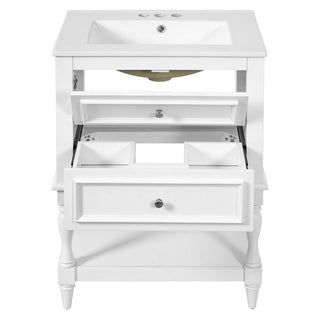 Bathroom Vanity With Sink, 2 Drawers Storage Cabinet, Open Shelf