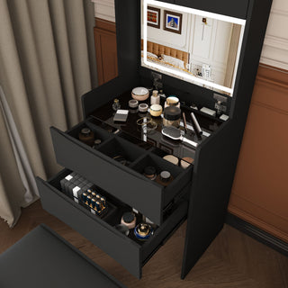 3 In 1 Vanity Table With LED Mirror & Storage Stool For Bedroom