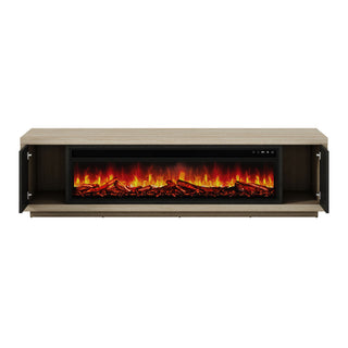 Fireplace TV Stand - Beige / Black