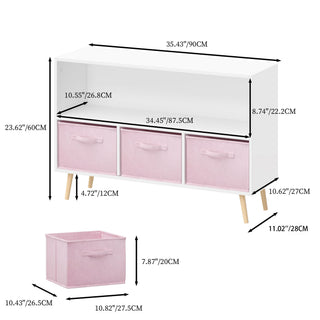 Bookcase With Collapsible Drawers, Book Display Organizer