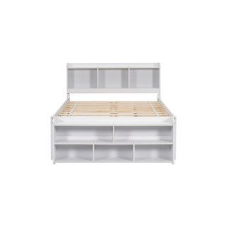 Bed With Bookcase Headboard, Under Bed Storage Drawers And Bed End Storage Case