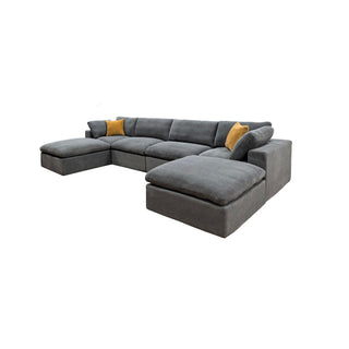 Upholstery Full Compressed Modular Sectional With Toss Pillows - Light Gray