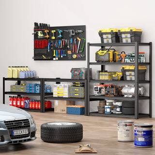 Garage Storage Rack, 5 Layer Adjustable Shelving Unit For Warehouse - Black