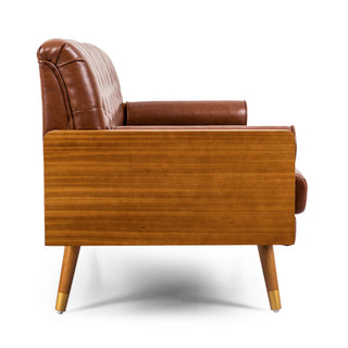 Adelaide - Mid Century Modern Tufted Sofa With Rolled Accent Pillows - Light Brown