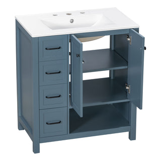 Bathroom Vanity With Sink Top, Bathroom Vanity Cabinet With 2 Doors And 2 Drawers, Open Shelf