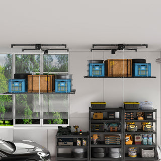 Overhead Garage Storage Rack For High Ceilings & Safety Lock - Black