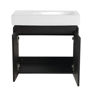 Modern Bathroom Vanity With Ceramic Basin, Wall Mounted Floating Sink Combo, Storage Cabinet
