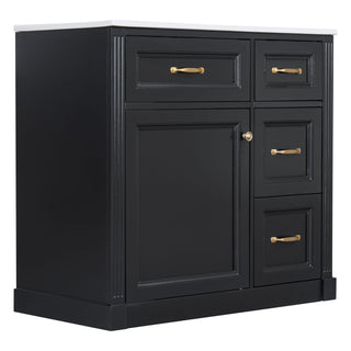 Modern Bathroom Vanity With Sink, 4 Drawers, Soft-Close Door, Adjustable Shelf
