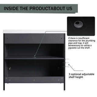 Modern Freestanding Bathroom Vanity With Resin Sink & Soft Close Cabinet Doors