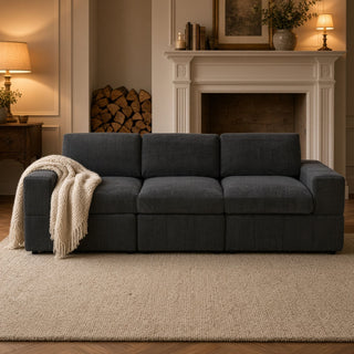 Oversized Modular Sectional Sofa 3 Piece Set For Living Room - Dark Gray