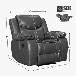 Recliner Chair With Vibration And Heating - Gray