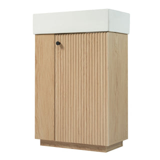 Bathroom Vanity With Sink, Freestanding Wood Grain Cabinet With Storage