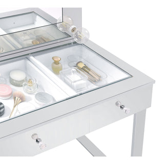 Trevor - 3 Drawer Makeup Vanity Table With Mirror - Chrome