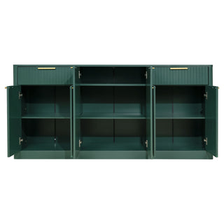 Large Fluted Buffet Sideboard, Wine Bar Storage Cabinet With 6 Doors & 2 Drawers