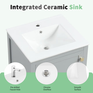 Bathroom Vanity With Sink, Soft Closing Cabinet Door, Storage Rack And Drawer