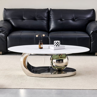 Oval Coffee Table With Geometric Precision
