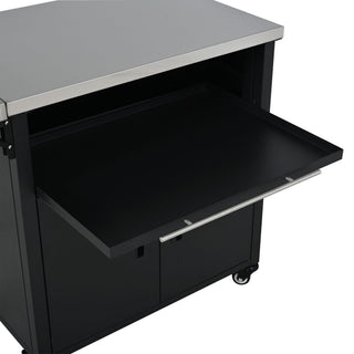 Foldable Outdoor Prep Station BBQ Cart With Trash Rack