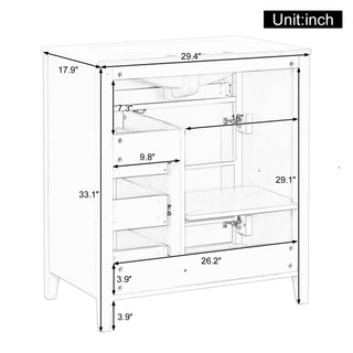 Bathroom Vanity With Sink, 3 Drawers And Adjustable Shelf