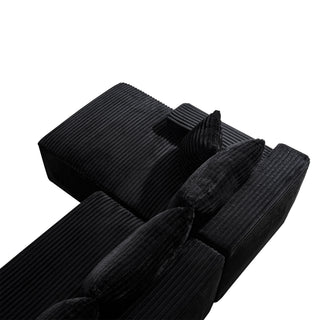 Cloud Modular Sectional Sofa Couch With L-Shape Chaise, Upholstered Couches For Living Room - Black