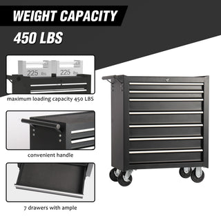 7 Drawer Rolling Tool Chest With Wheels, Multifunctional Tool Box And Storage