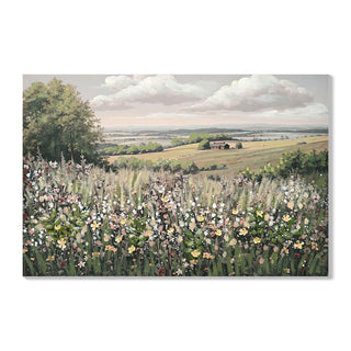 Framed Canvas Wall Art Vintage Decor, Landscape Wall Art - Green / Ivory