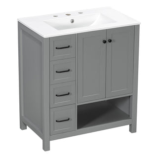 Bathroom Vanity With Sink Top, Bathroom Vanity Cabinet With 2 Doors And 2 Drawers, Open Shelf