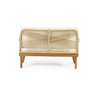 Hueber - Outdoor And Rope 4 Seater Chat Set With Cushions - Teak