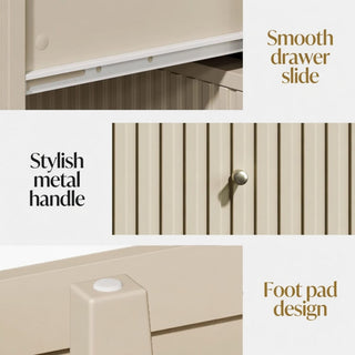 Fluted Nightstand With 2 Drawers