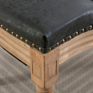 French Style Solid Wood Frame Antique Painting, Hand-Pulled Buckle Decoration Artificial Dining Chair With Nailhead Trim, Wood Legs