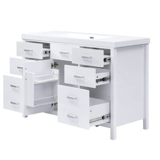 47.25" Modern Bathroom Vanity With Sink, Soft Close Single Door & 6 Drawers - White